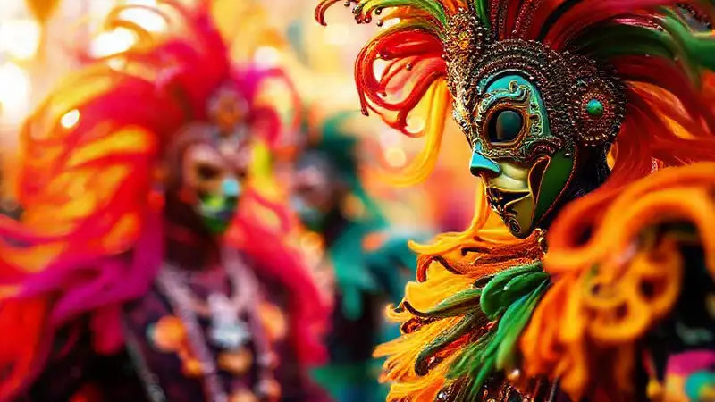 Carnaval vibrante, colores y máscaras