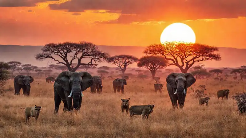 Safario africano: sol dorado y majestuosidad
