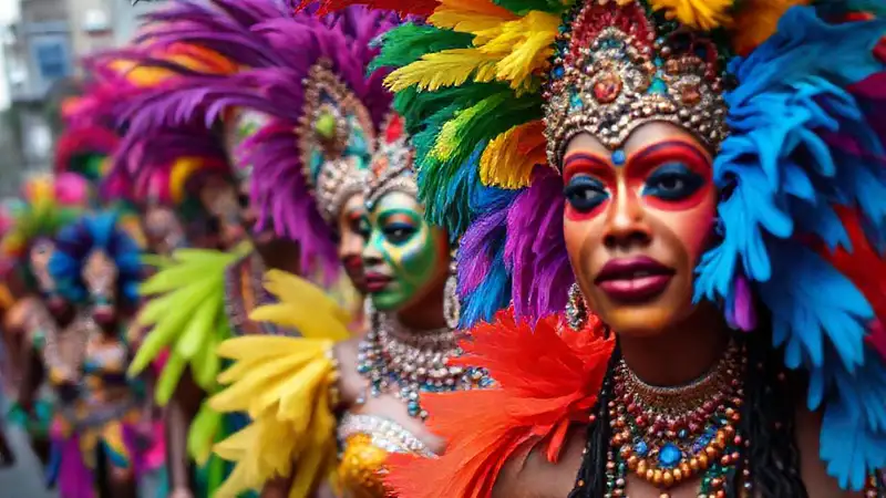 El carnaval brasileño-trinidadense era vibrante