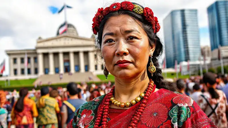 Mujer maorí, símbolo cultural, empoderada y vibrante