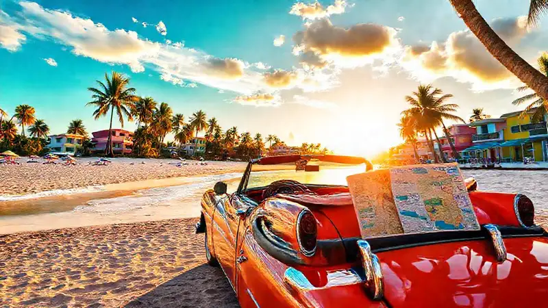 Una playa tropical seduce al viajero