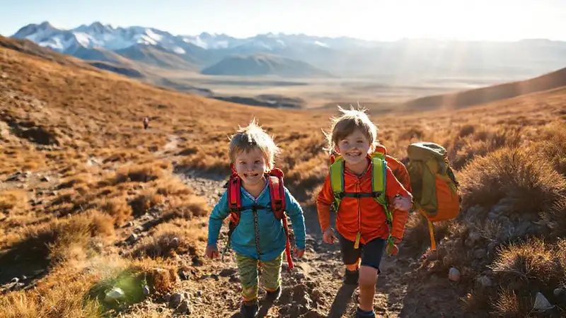 Niños aventureros en la Patagonia vibrante