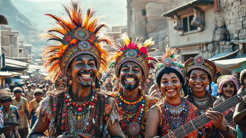 Un carnaval indígena vibrante celebra la tradición