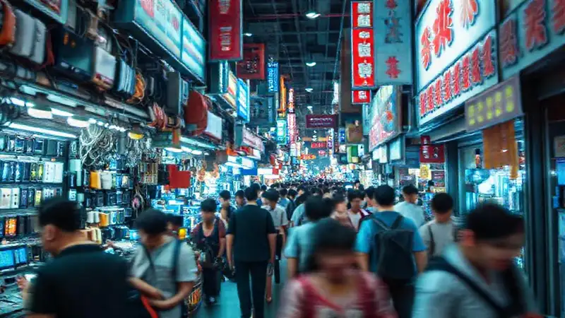 Shenzhen mercado bullicioso y lleno de vida