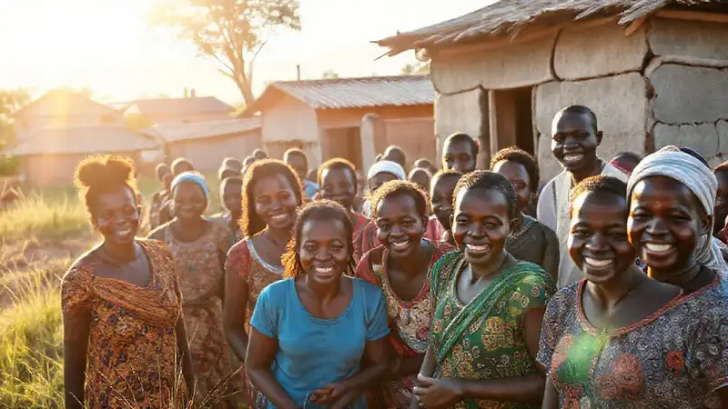 Voluntarios ayudan a una comunidad feliz