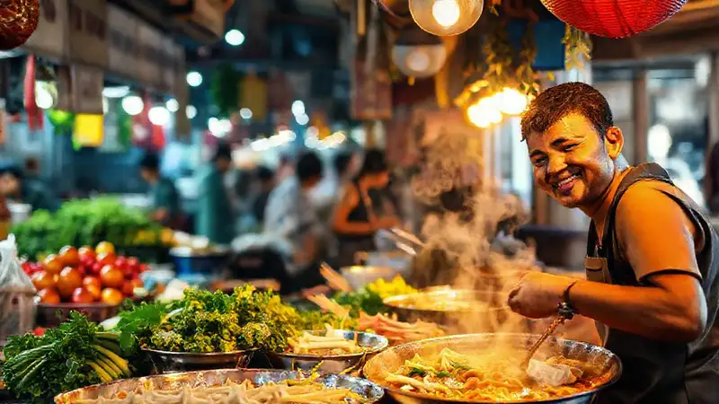 Mercado bullicioso de Bangkok