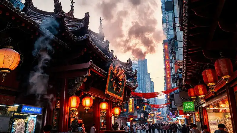 Hong Kong templo: color rojo y vibrante