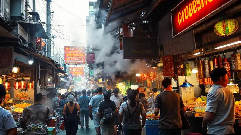 Mercado bullicioso de Ciudad Ho Chi Minh