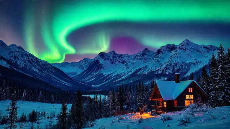 Canadá invernal: aurora