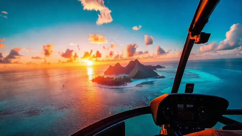 Un paraíso oceánico al atardecer