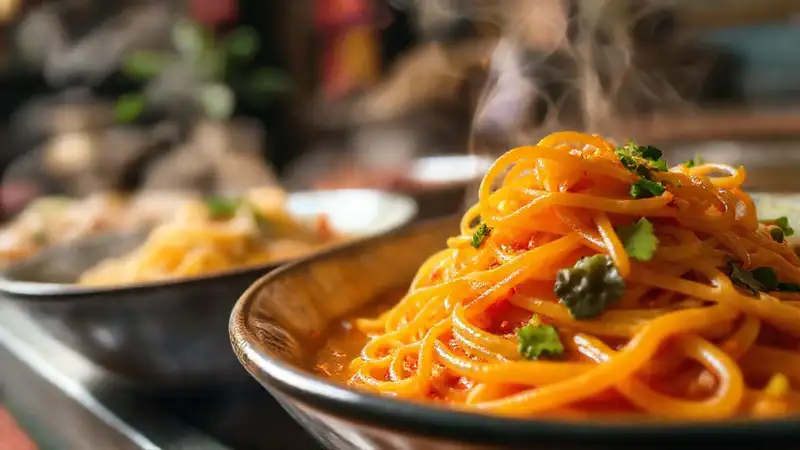 Laksas asiáticas vibrantes, deliciosas y detalladas