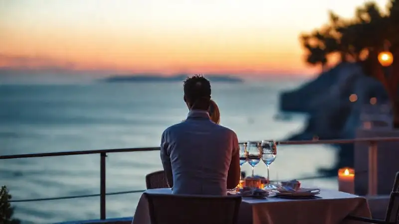 Un romance costero al atardecer