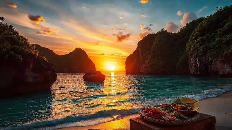 Noronha ofrece un atardecer tropical y vibrante