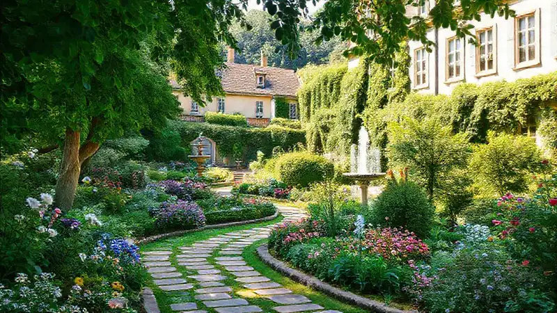 Jardines europeos románticos: belleza serena y elegante