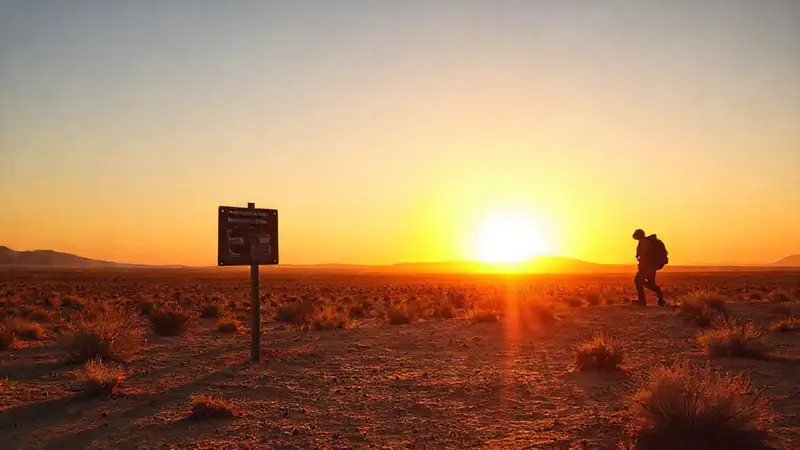 Atardecer dorado en un paisaje árido