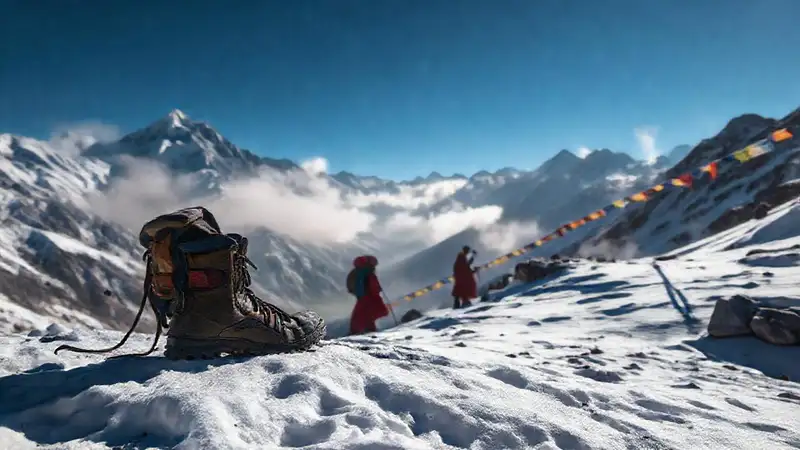 Montañas nevadas y valle sereno