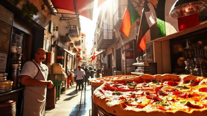Una pizza napolitana soleada y alegre