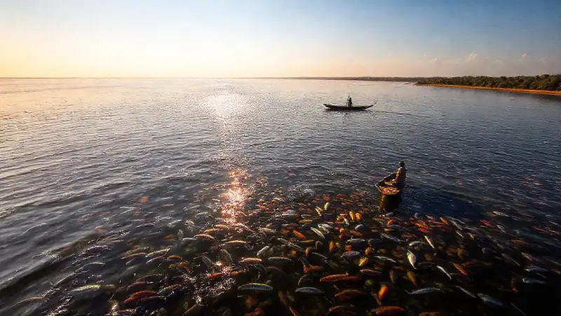 Un lago africano resplandece en paz