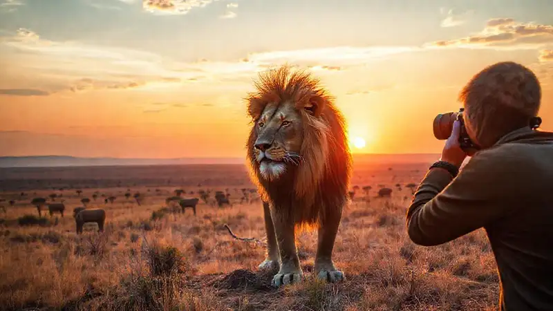 Un fotógrafo captura un león salvaje