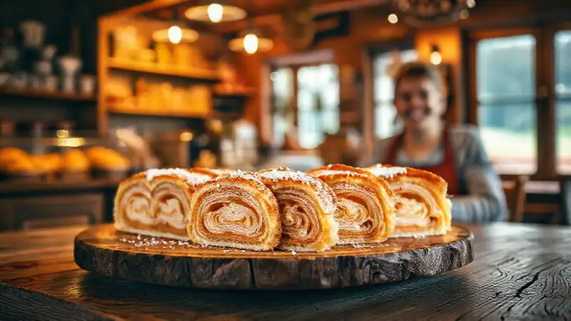 Panadería acogedora ofrece strudel irresistiblemente apetitoso