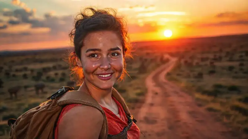 Un mochilero encuentra aventura en el sol
