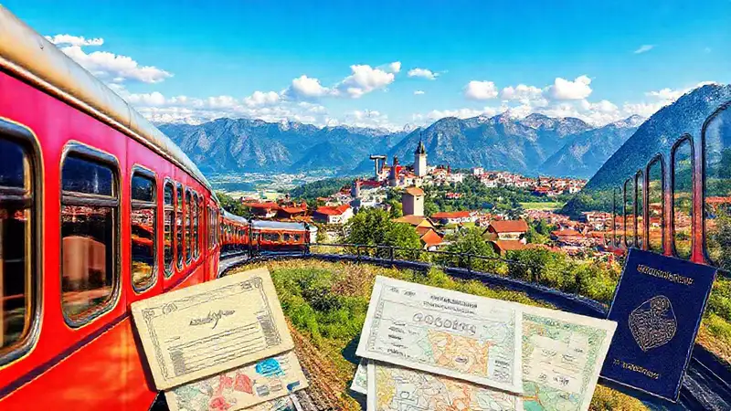 Viaje en tren europeo con vistas espectaculares