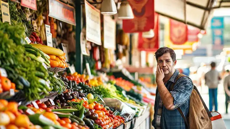 Mercado vibrante desconcierta a un cliente