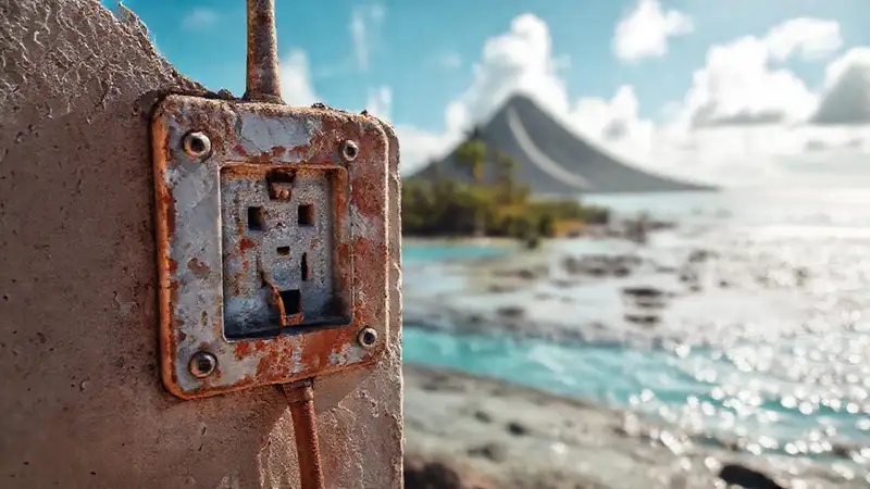 Un enchufe desgastado en isla tropical
