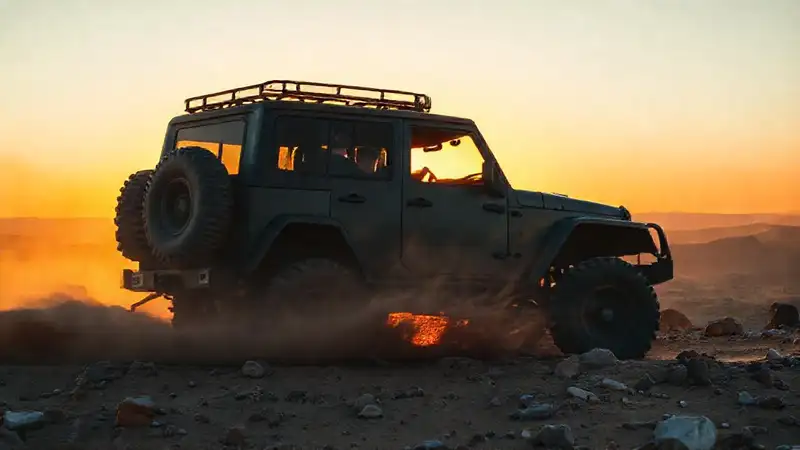Un todoterreno audaz conquista el atardecer