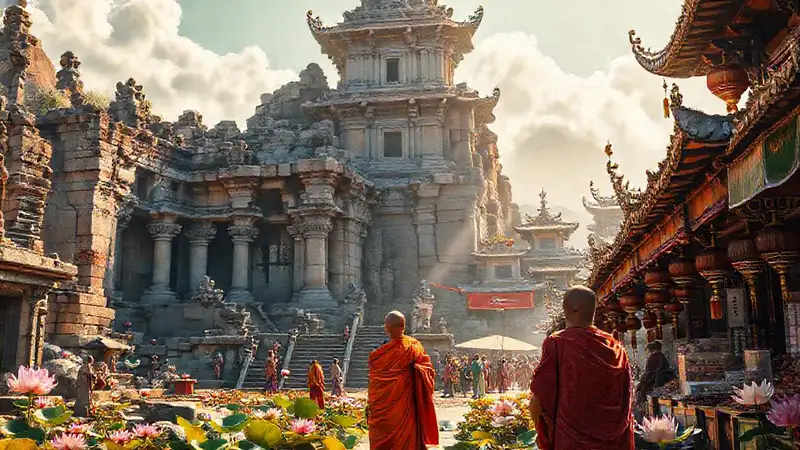 Templos antiguos brillan en Asia