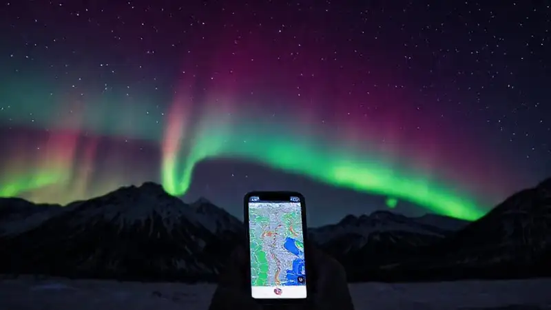 Aurora boreal captura aventura móvil